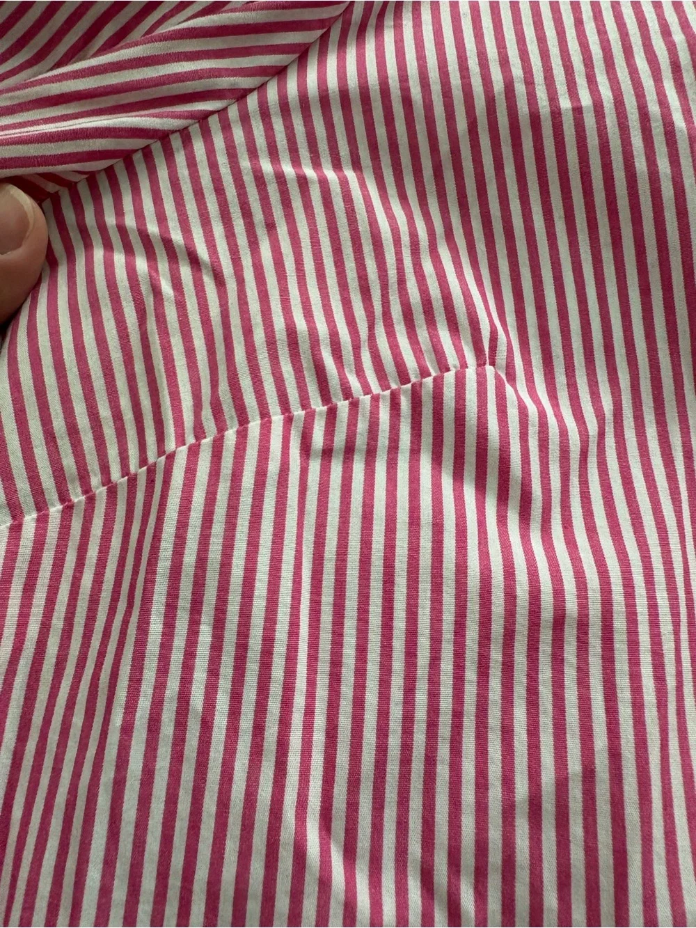 J.Crew Pink White Striped Ruffle Neck Button Down Blouse 100% Cotton M